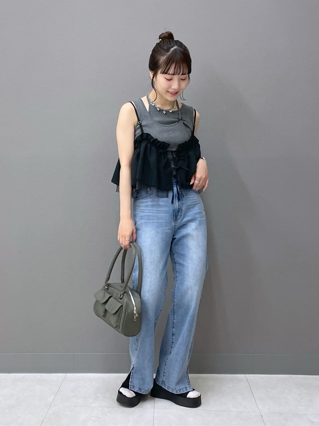 teleco layered tank top (charcoal) *JP