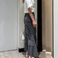 cut out gather skirt (grey) *JP