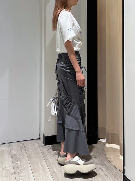 cut out gather skirt (grey) *JP