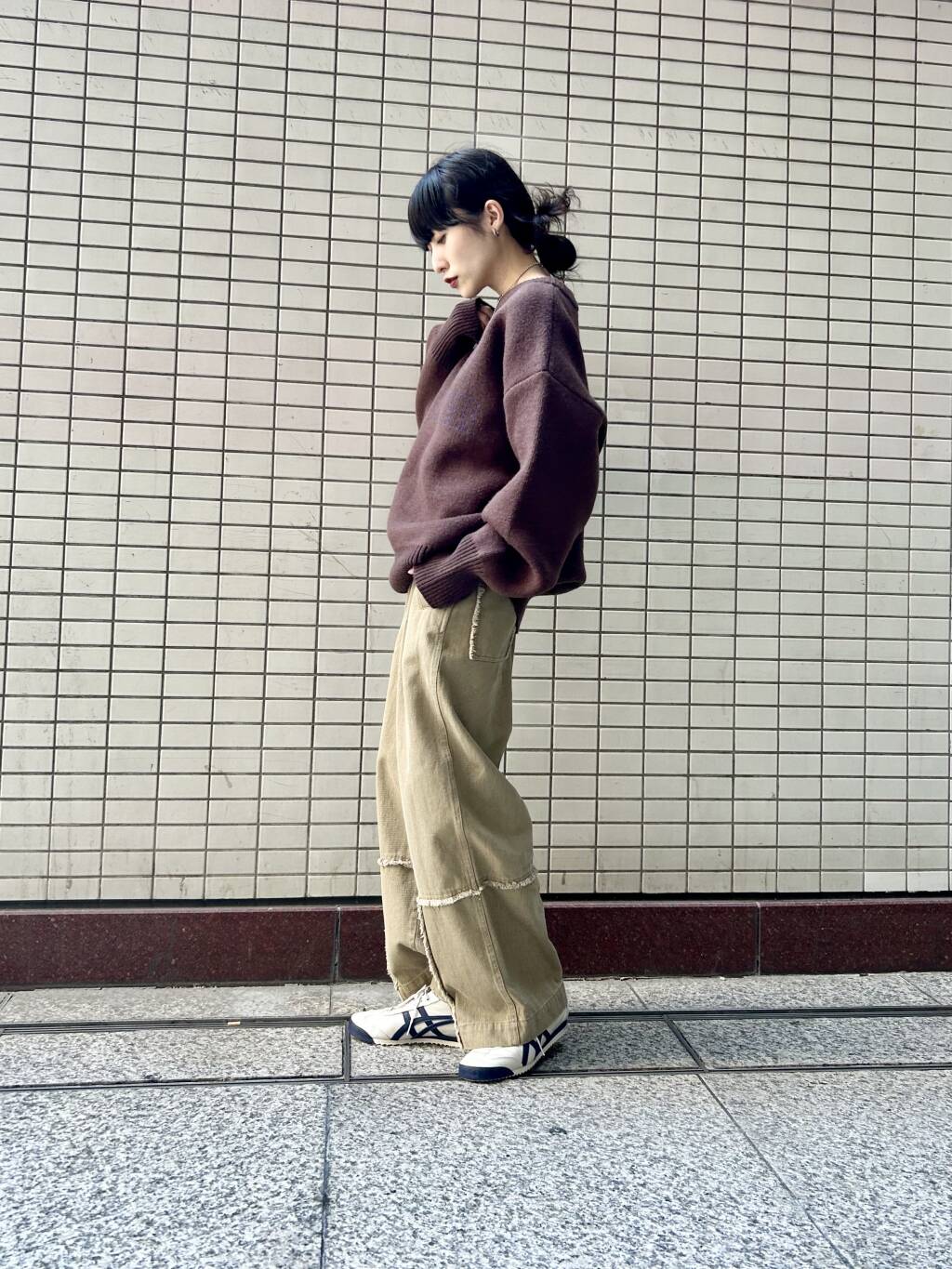 fringe straight pants (khaki) *JP