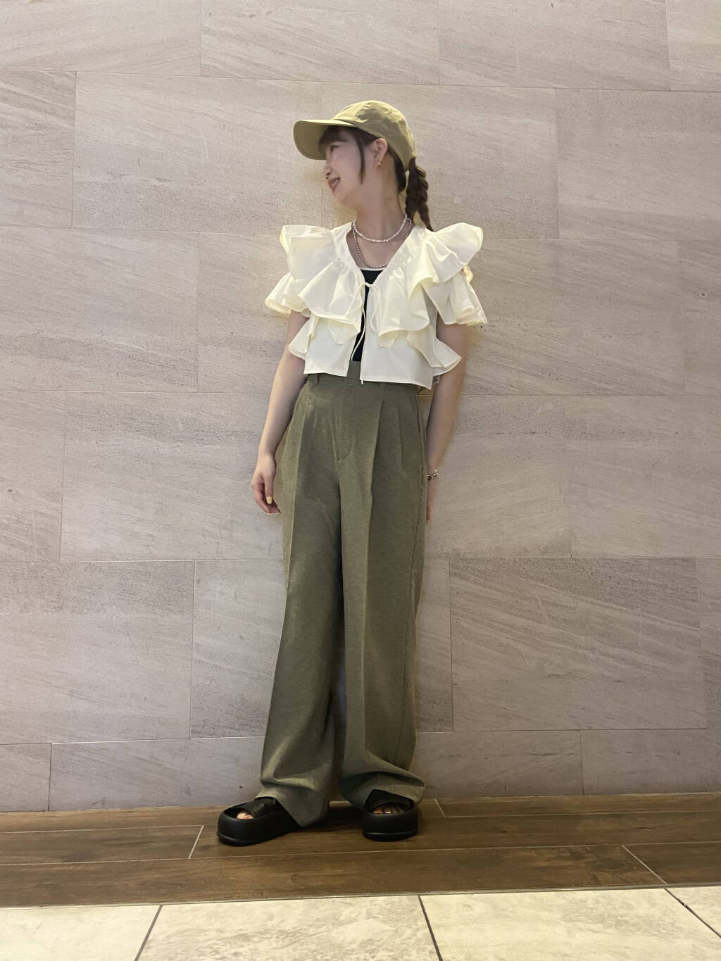 multi-way ruffle blouse (white) *JP