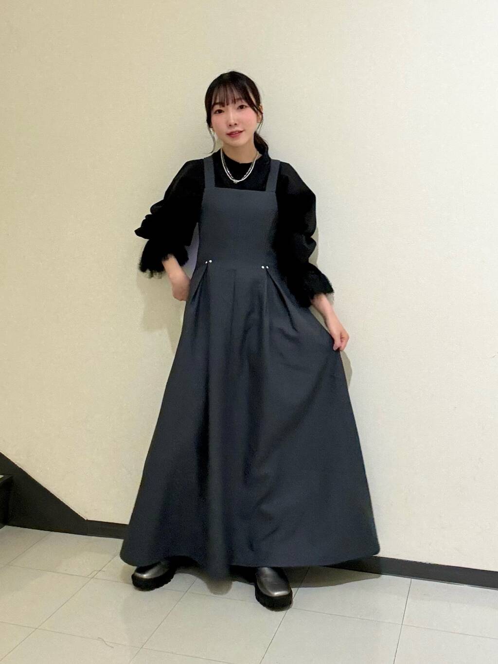 front tuck jumper skirt (charcoal) *JP