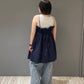 shirred mini dress (navy) *JP