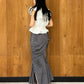 cut out gather skirt (grey) *JP