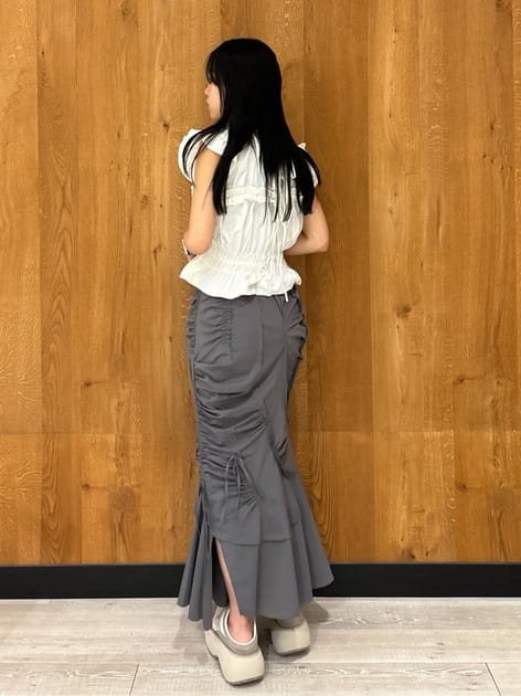 cut out gather skirt (grey) *JP