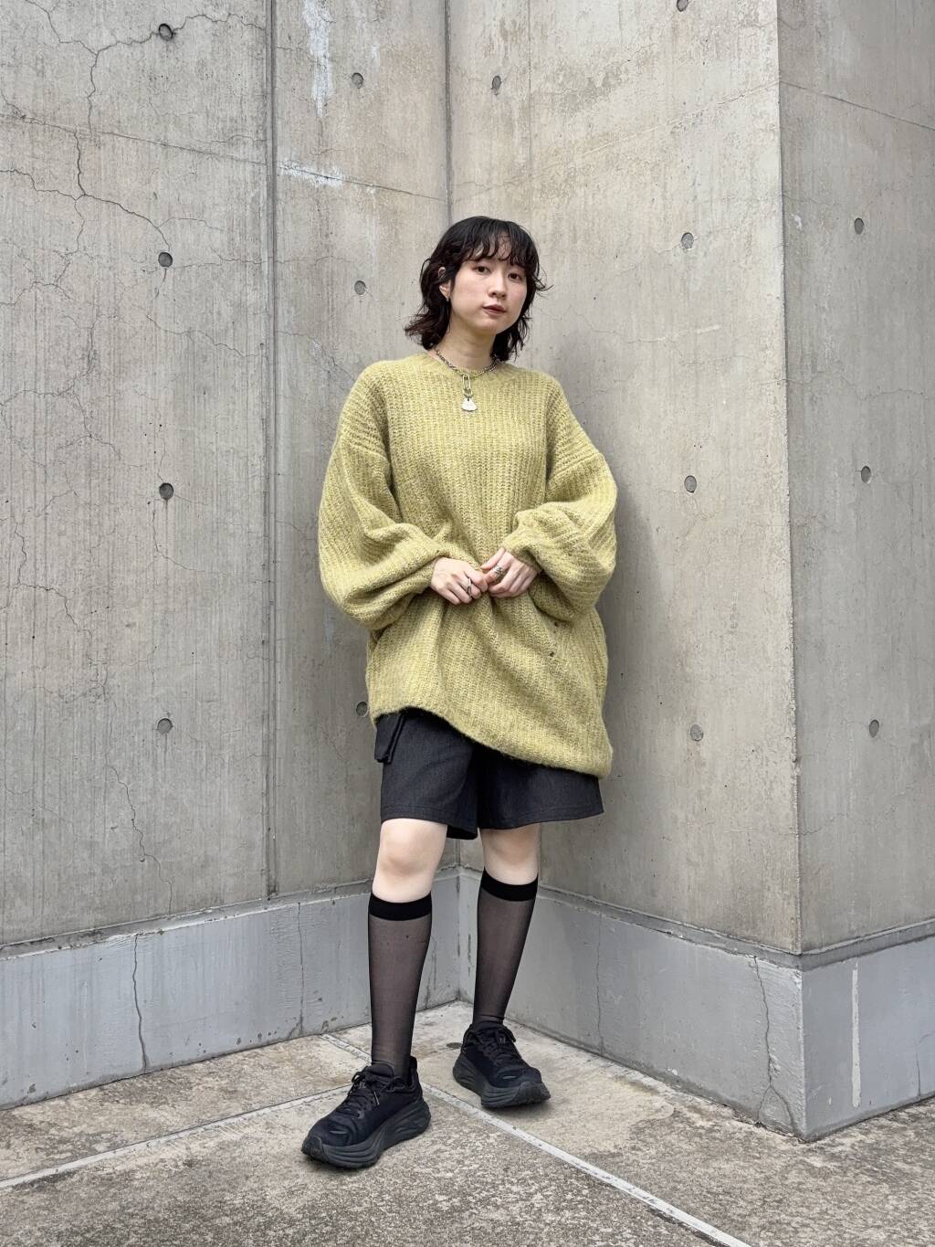 volume knit mini dress (pistachio) *JP