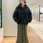 check narrow skirt (khaki x black) *JP