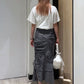 cut out gather skirt (grey) *JP