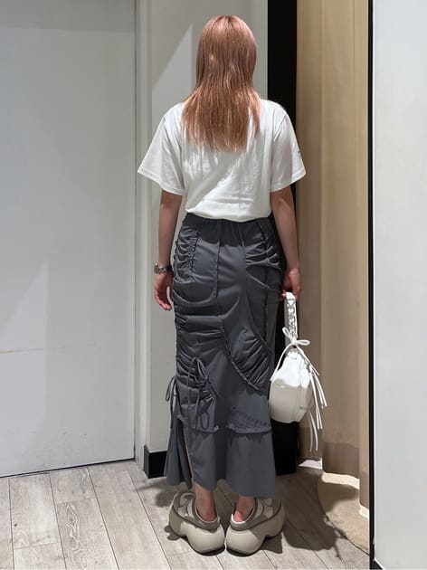 cut out gather skirt (grey) *JP