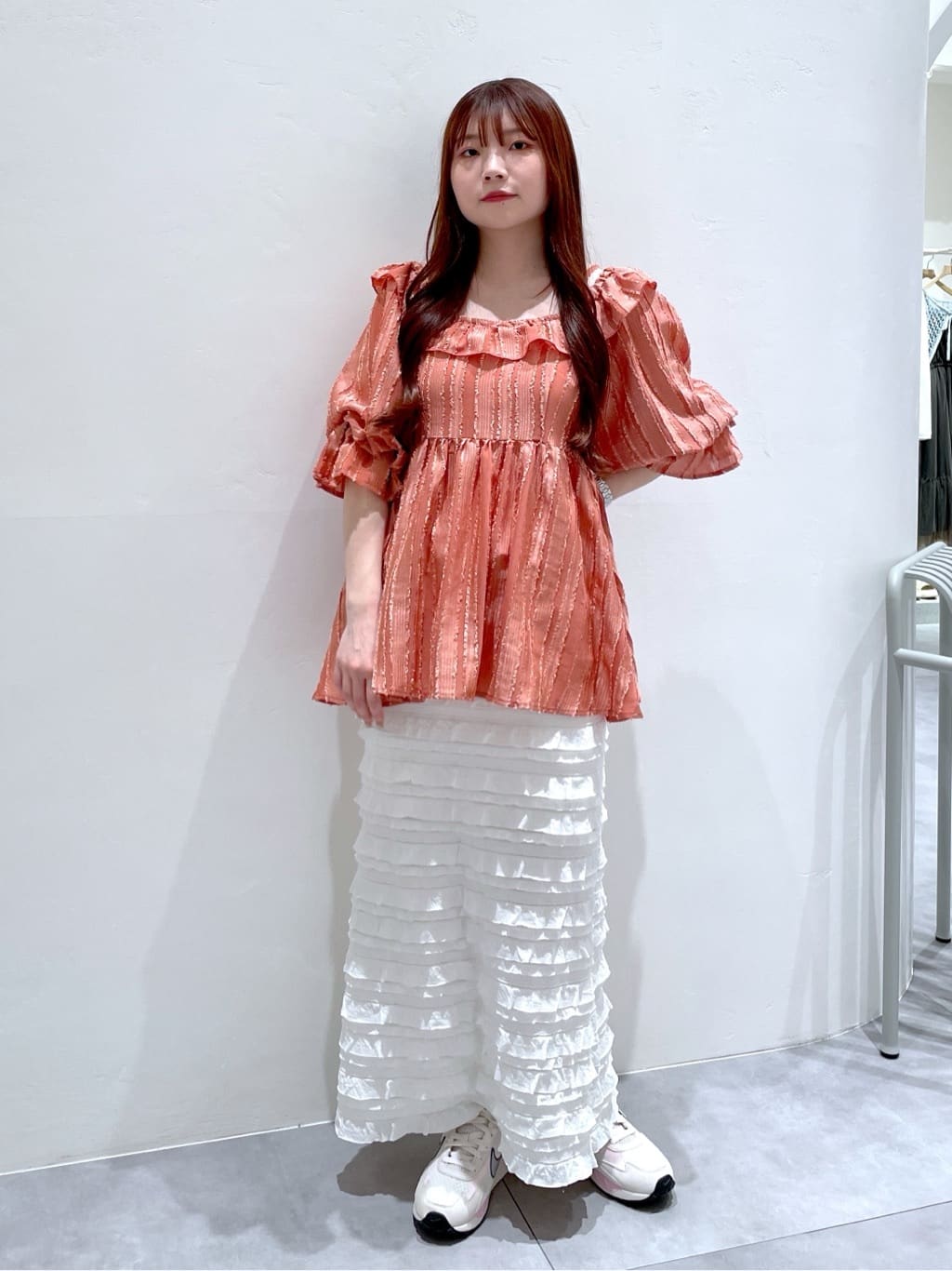 2way frilled collar top (coral pink) *JP