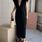 v-neck ribbon one piece (black) *JP