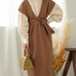 v-neck ribbon one piece (brown) *JP