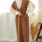 v-neck ribbon one piece (brown) *JP