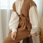 v-neck ribbon one piece (brown) *JP