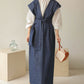 v-neck ribbon one piece (denim) *JP