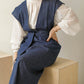 v-neck ribbon one piece (denim) *JP