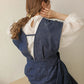 v-neck ribbon one piece (denim) *JP