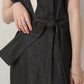 v-neck ribbon one piece (black denim) *JP