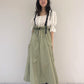 2way nylon gathered skirt (khaki) *JP