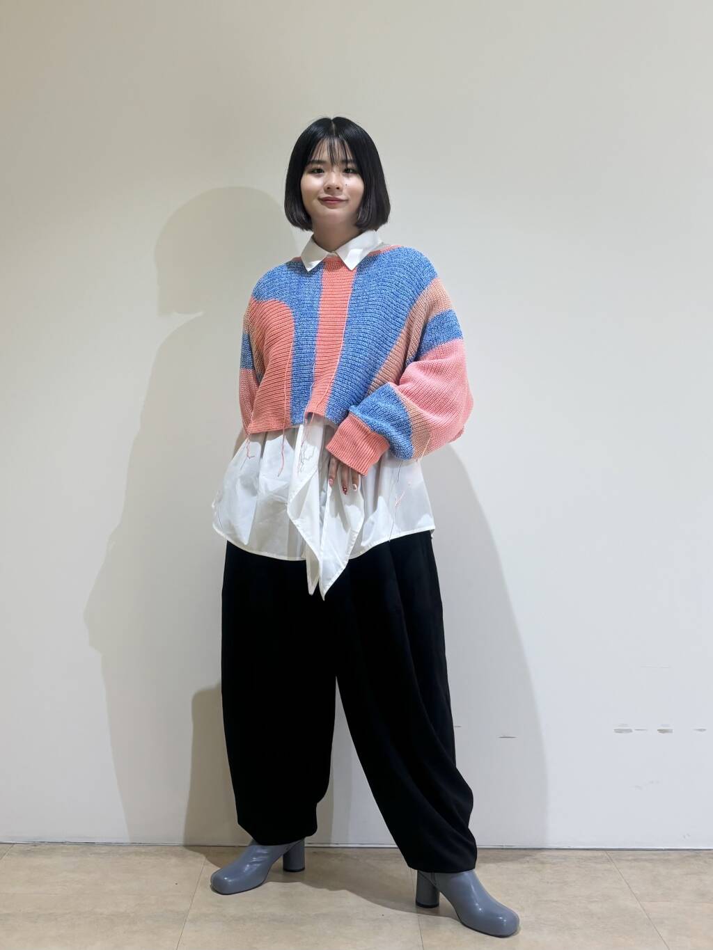 art fringe cropped knit (flamingo) *JP