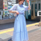 front draw sheer top (blue) *JP