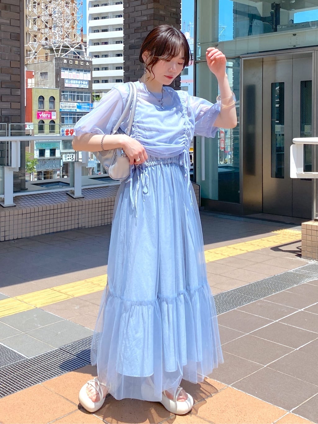 front draw sheer top (blue) *JP