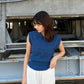 sleeveless polo knit (blue) *JP