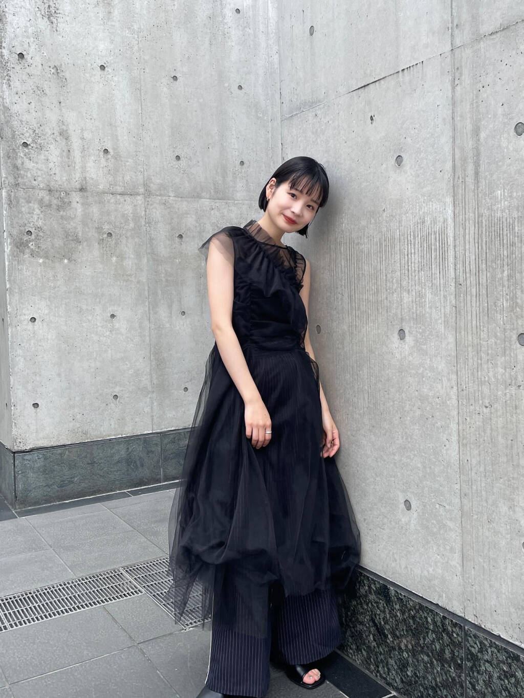 『高橋愛×KBF』frilled tulle dress (black) *JP