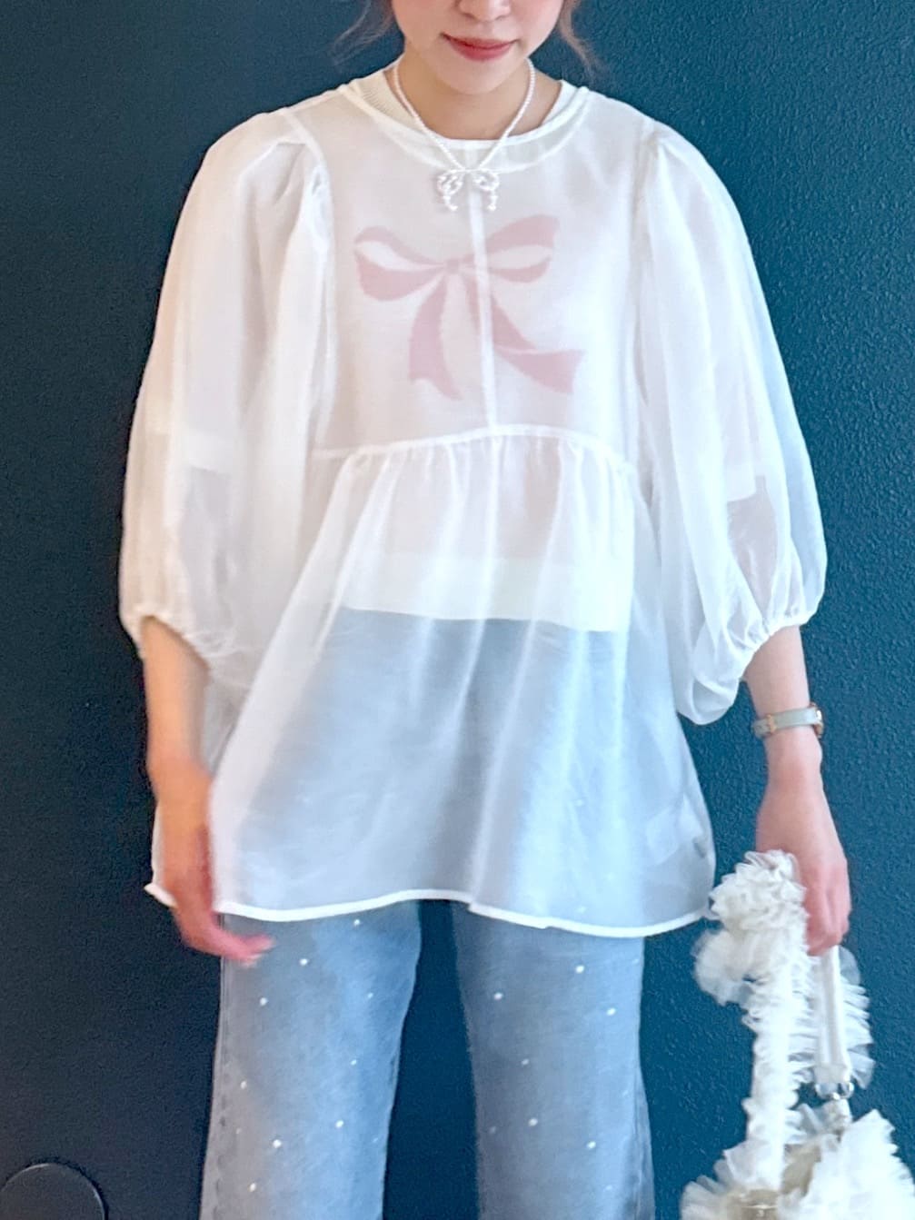 organdy volume blouse (white) *JP