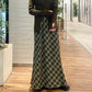 check narrow skirt (khaki x black) *JP