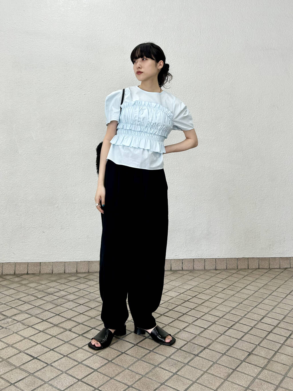 『高橋愛×KBF』shirred bustier blouse (light blue) *JP