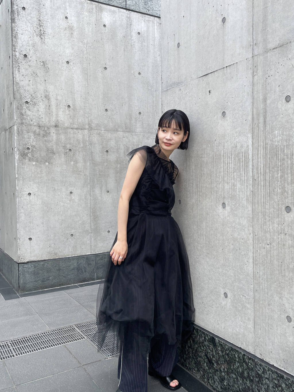 『高橋愛×KBF』frilled tulle dress (black) *JP