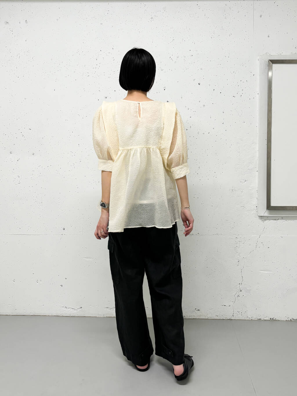 sheer boucle blouse (ivory) *JP