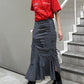 cut out gather skirt (grey) *JP