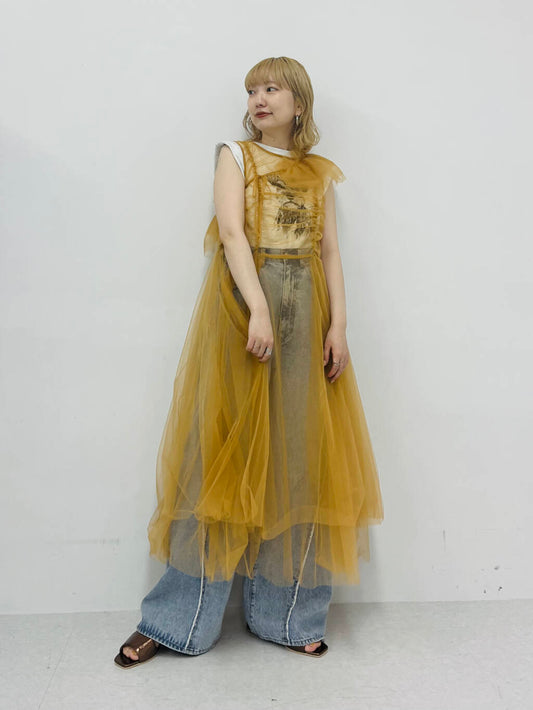 『高橋愛×KBF』frilled tulle dress (apricot) *JP