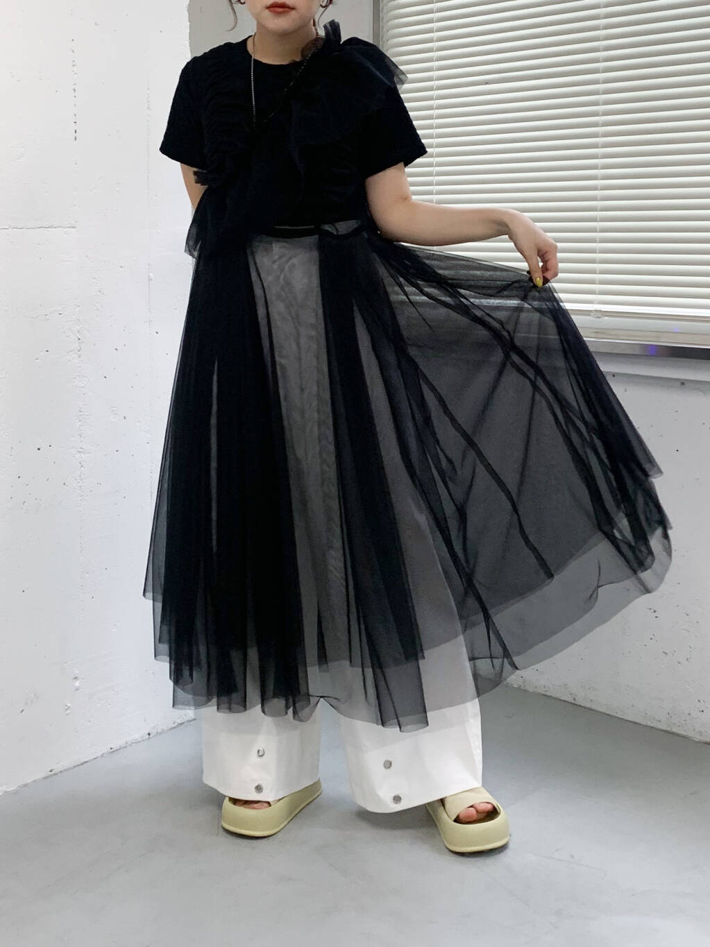 『高橋愛×KBF』frilled tulle dress (black) *JP