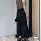 cut out gather skirt (black) *JP