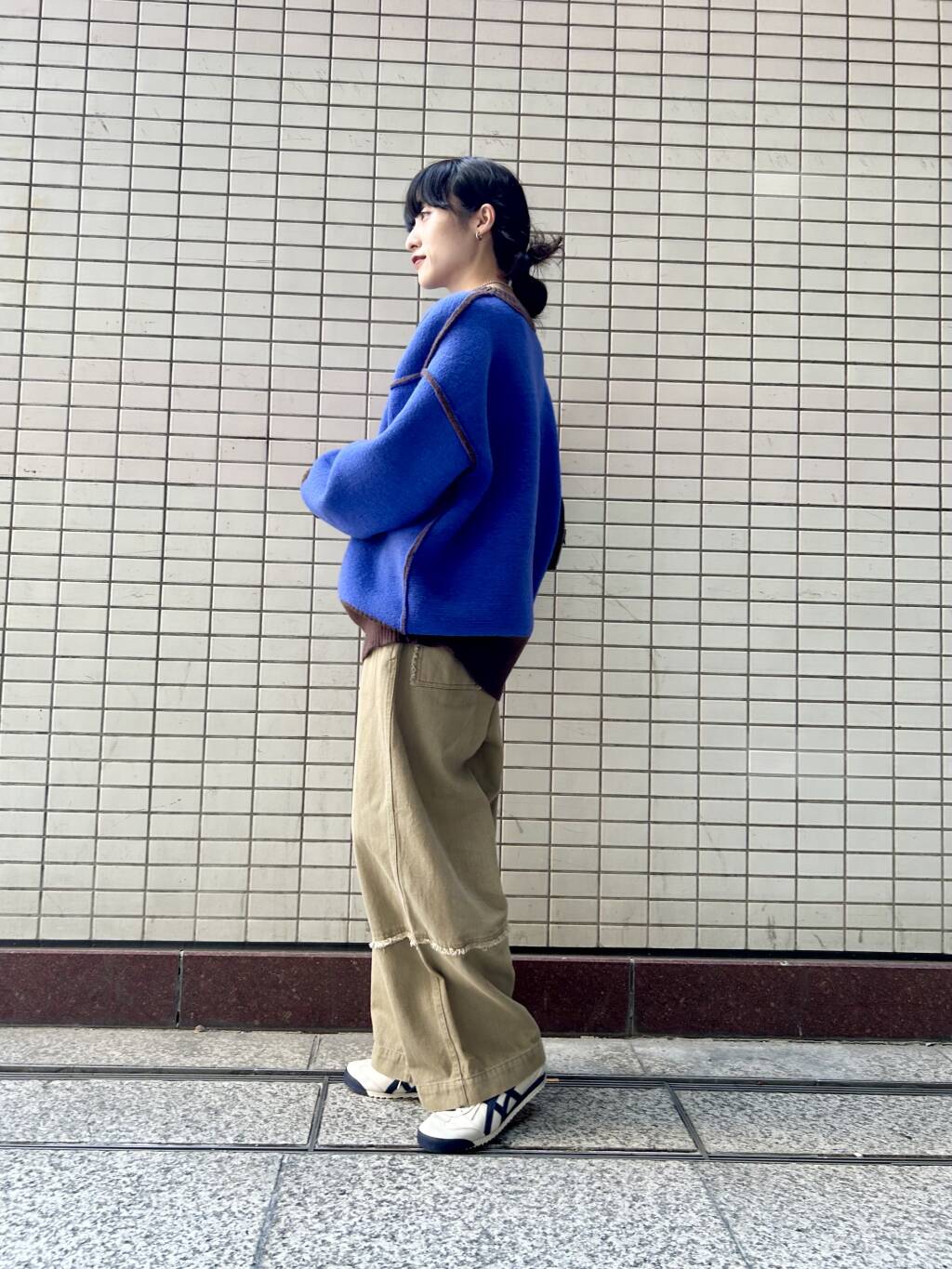 fringe straight pants (khaki) *JP