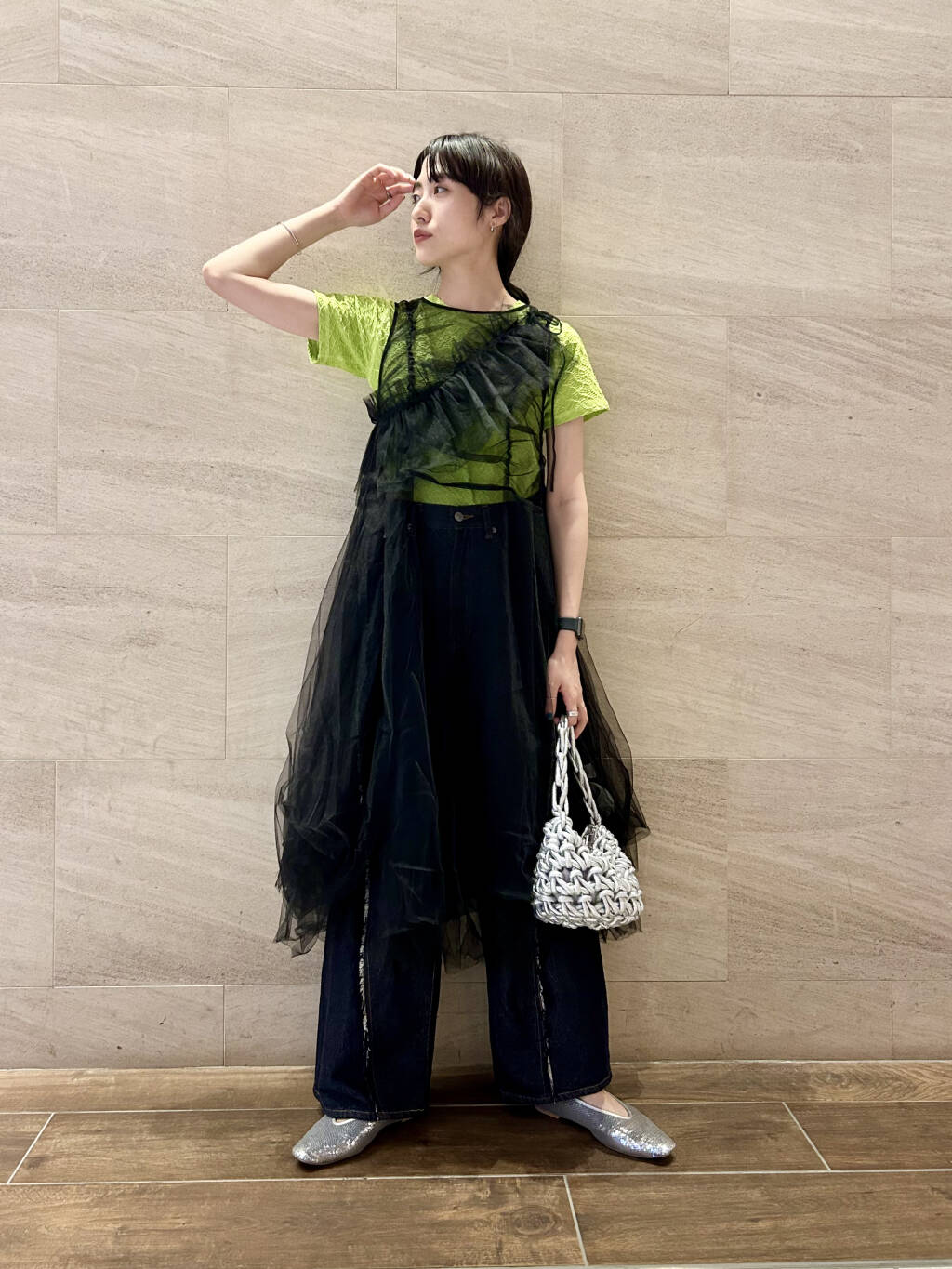 『高橋愛×KBF』frilled tulle dress (black) *JP