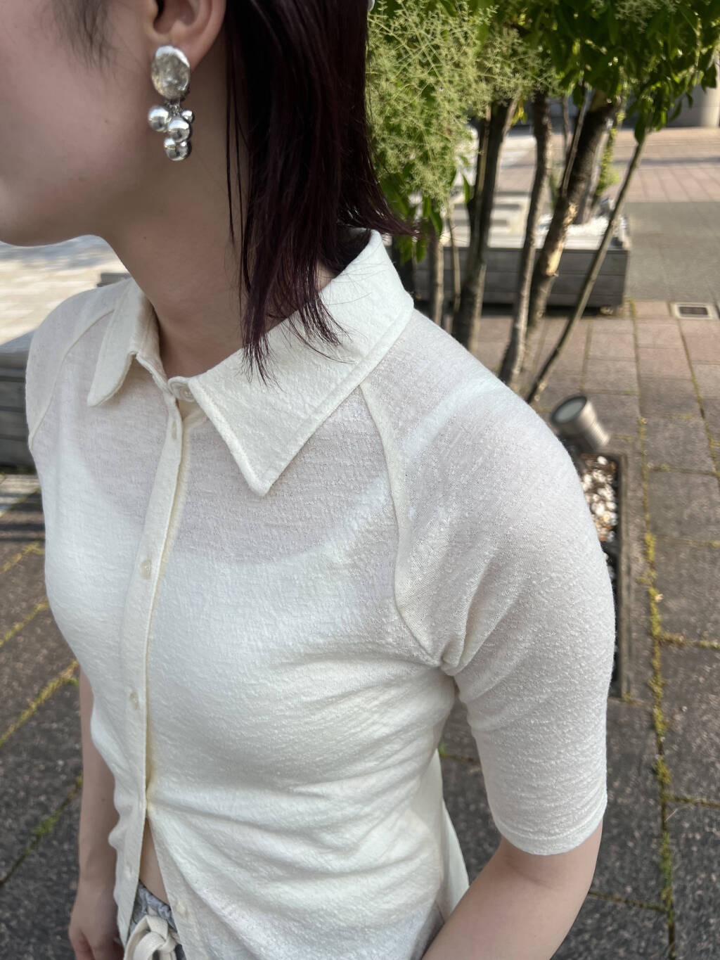 jacquard polo cardigan (ivory) *JP