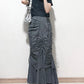 cut out gather skirt (grey) *JP