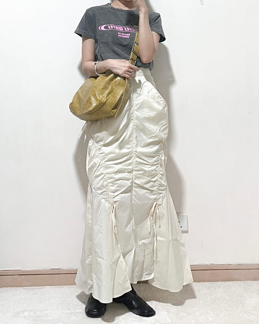 shirring string skirt (white) *JP