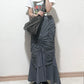 cut out gather skirt (grey) *JP