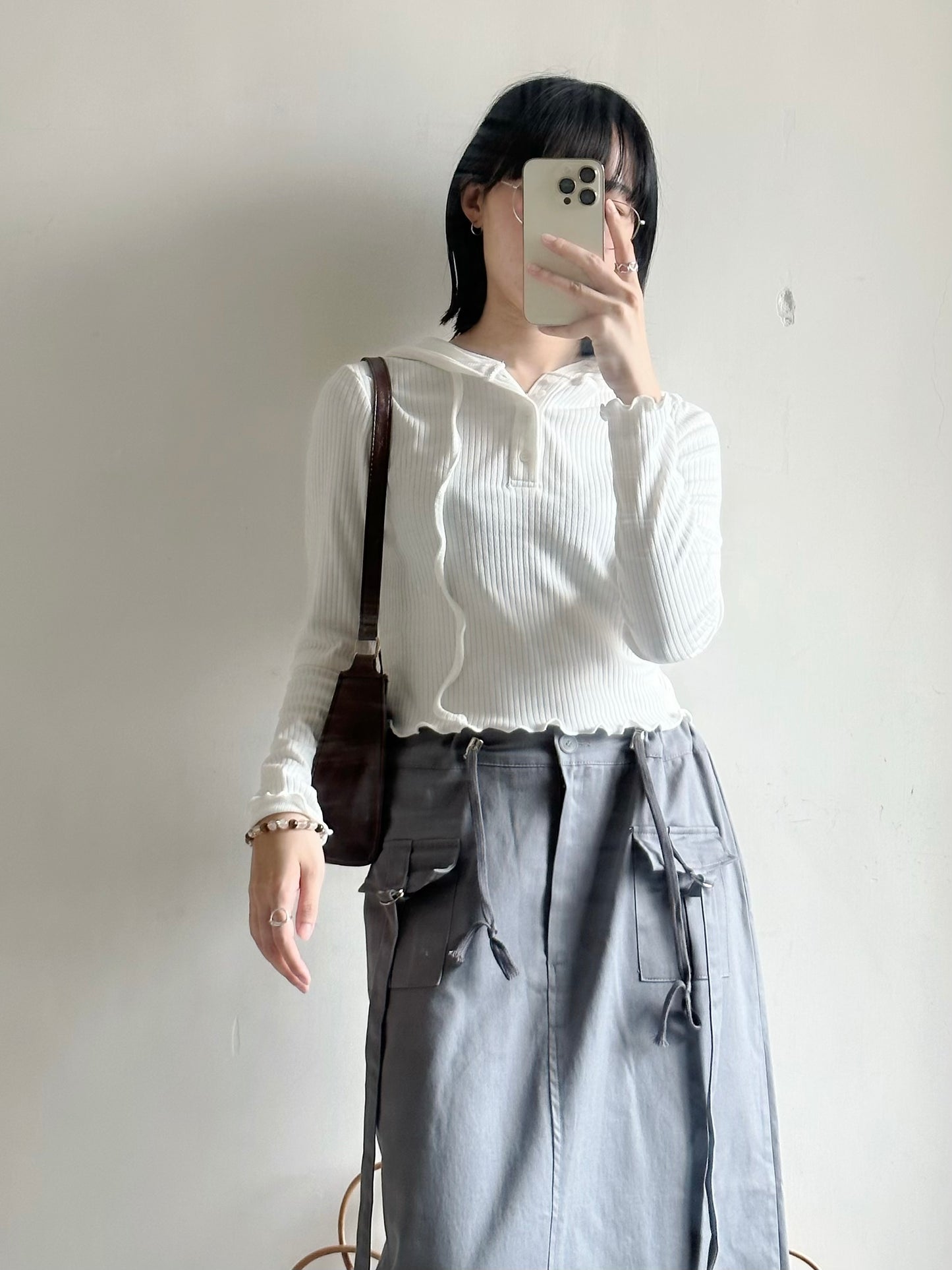 street drawstring skirt (light grey)