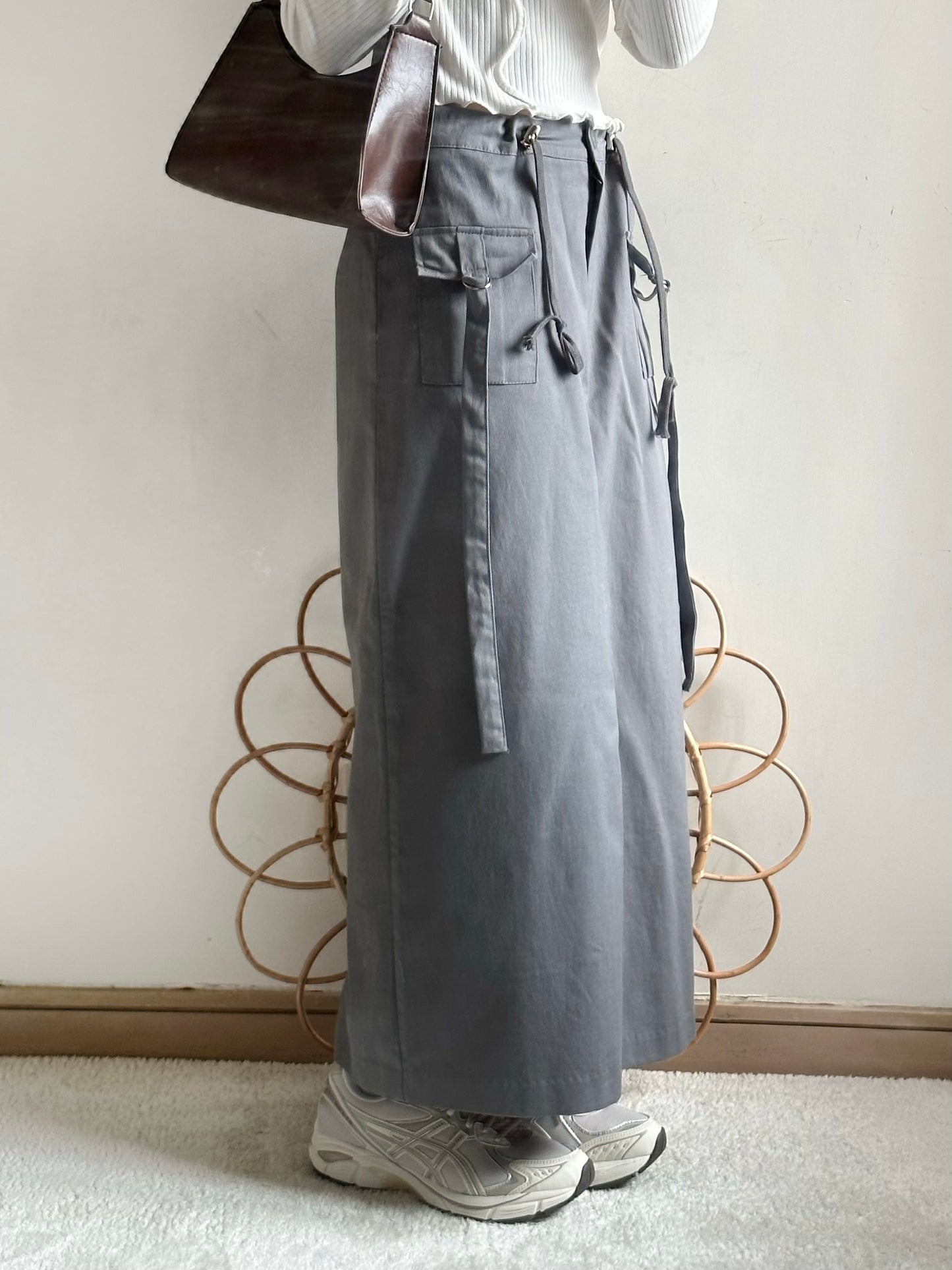 street drawstring skirt (light grey)