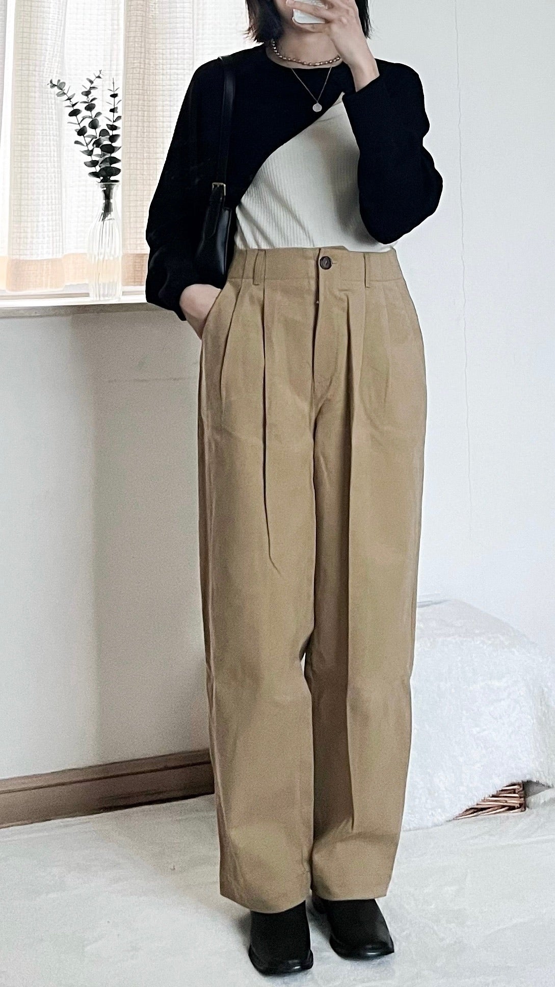 double tuck wide pants