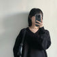 v-neck oversized knit (black)