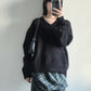 v-neck oversized knit (black)