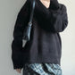 v-neck oversized knit (black)