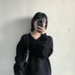 v-neck oversized knit (black)